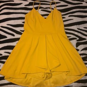 Short Yellow Spaghetti Strap Romper